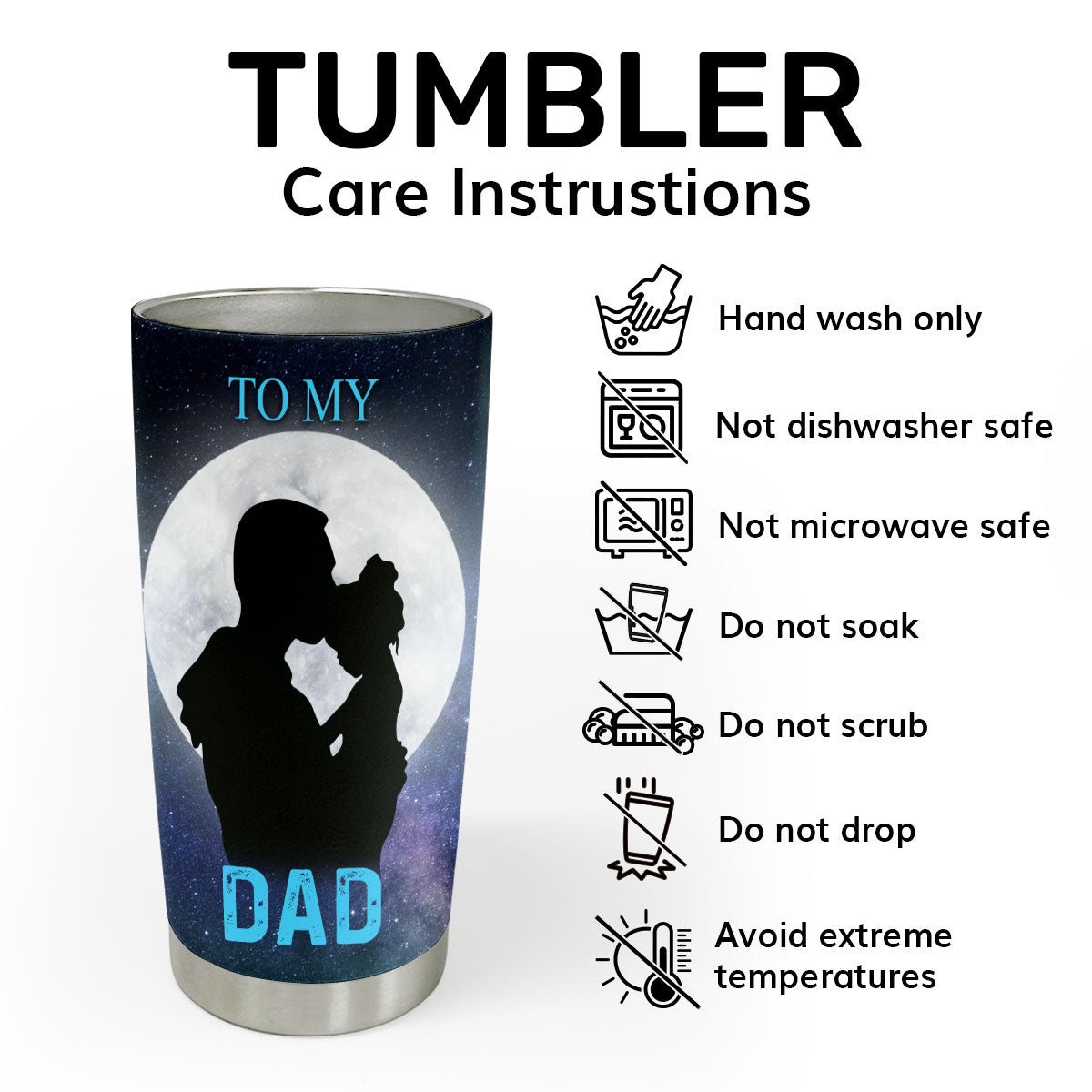 To My Dad | Personalized Stainless Steel Tumbler JSSSTD01