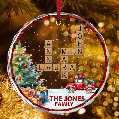 Family Forever | Personalized 1-Side Round Glass Ornament