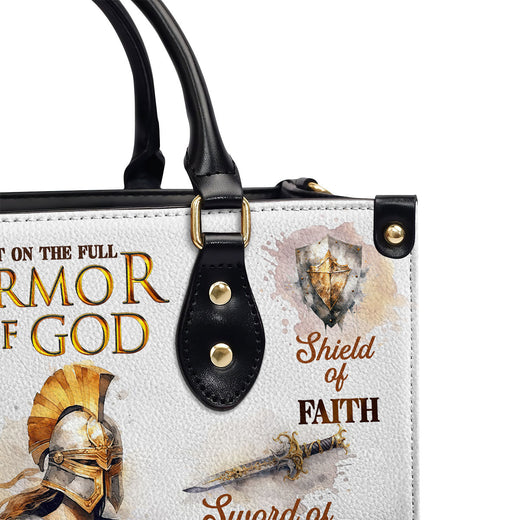 Jesuspirit | Personalized Zippered Leather Handbag With Handle | Religious Gift For Worship Friends | Armor Of God LHBM761