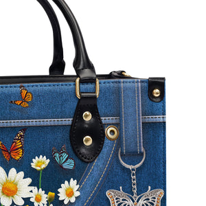 Stunning Daisy And Butterfly Leather Handbag HM422