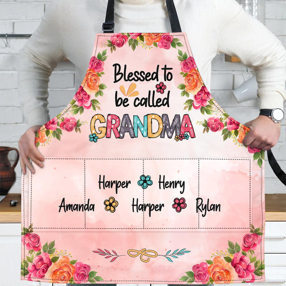 Blessed To Be Called Grandma/Nana | Personalized Apron With Pocket