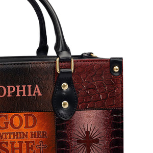 Jesuspirit | Personalized Leather Handbag With Zipper | God Is Within Her, She Will Not Fall LHBM791