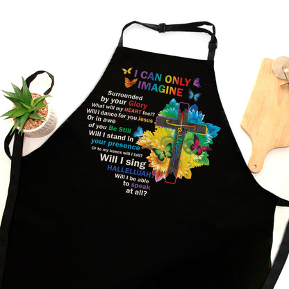 Jesuspirit Apron With Adjustable Neck Strap | Thoughtful Gift For Christians | I Can Only Imagine | Butterfly And Faith Cross HN157