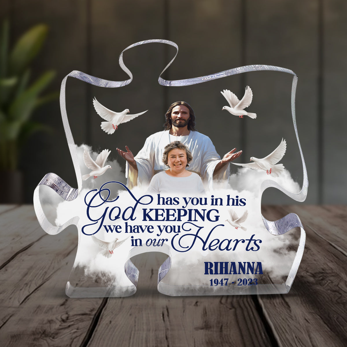 Safe In The Arms Of Jesus | Personalized Custom Shaped Squared Acrylic Plaque JSAPPPT1580M