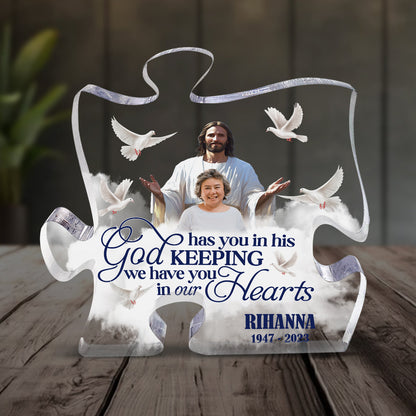 Safe In The Arms Of Jesus | Personalized Custom Shaped Squared Acrylic Plaque JSAPPPT1580M