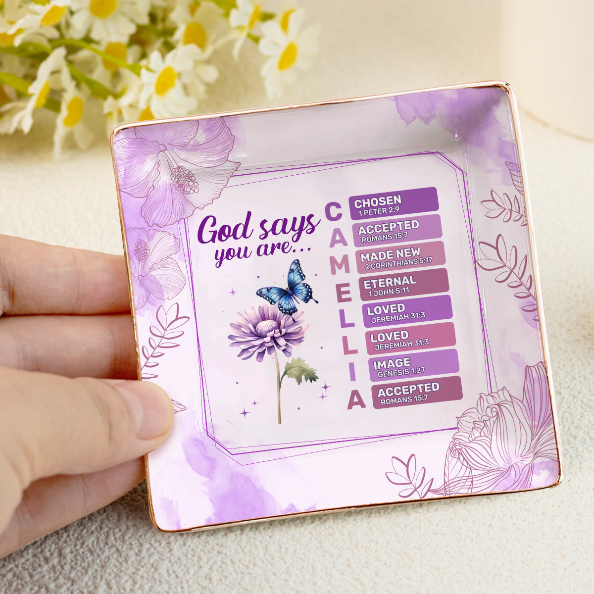 God Says You Are | Personalized Ceramic Ring Dish Square