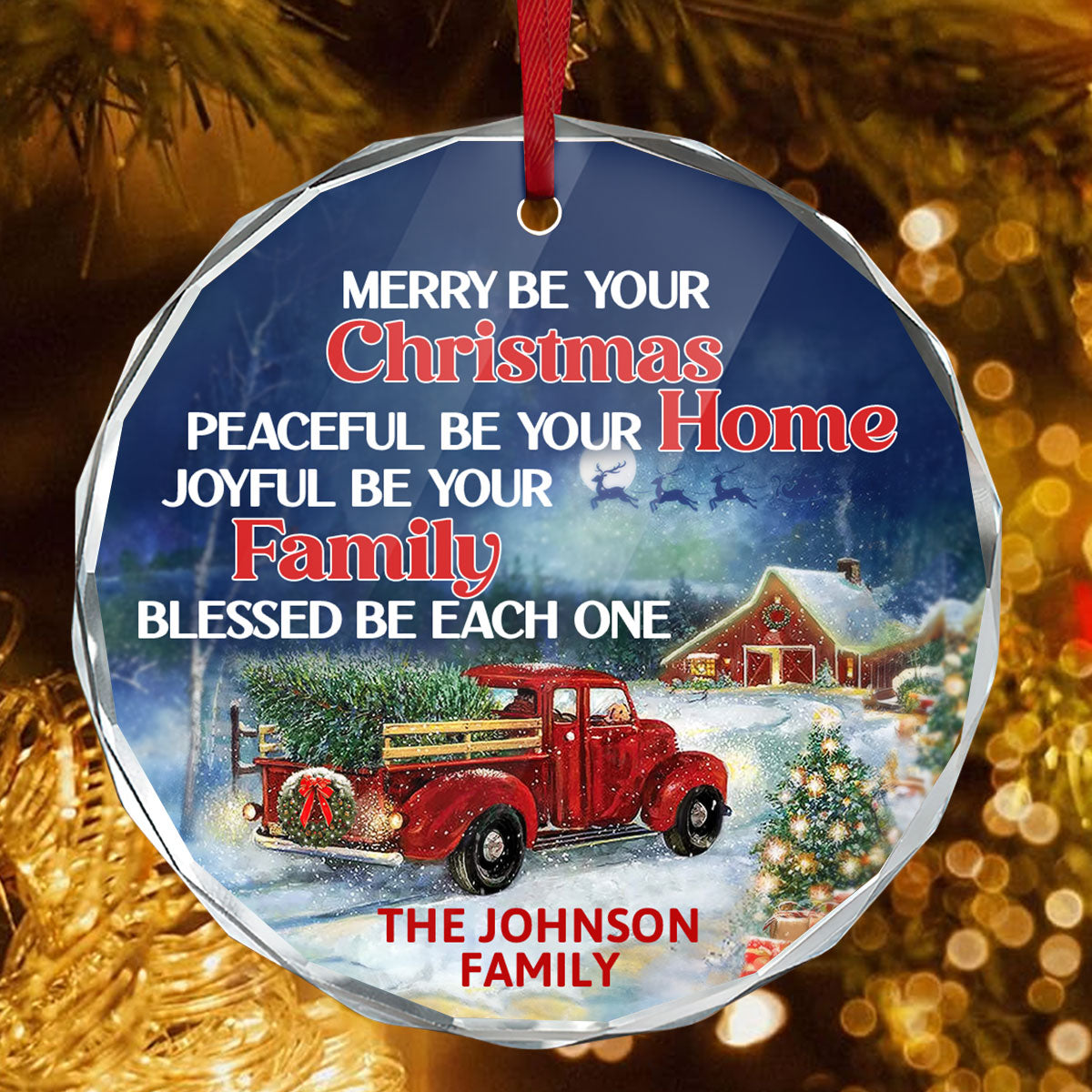 Blesses Be Each One | Personalized 1-Side Round Glass Ornament JSURGOPPT2768L