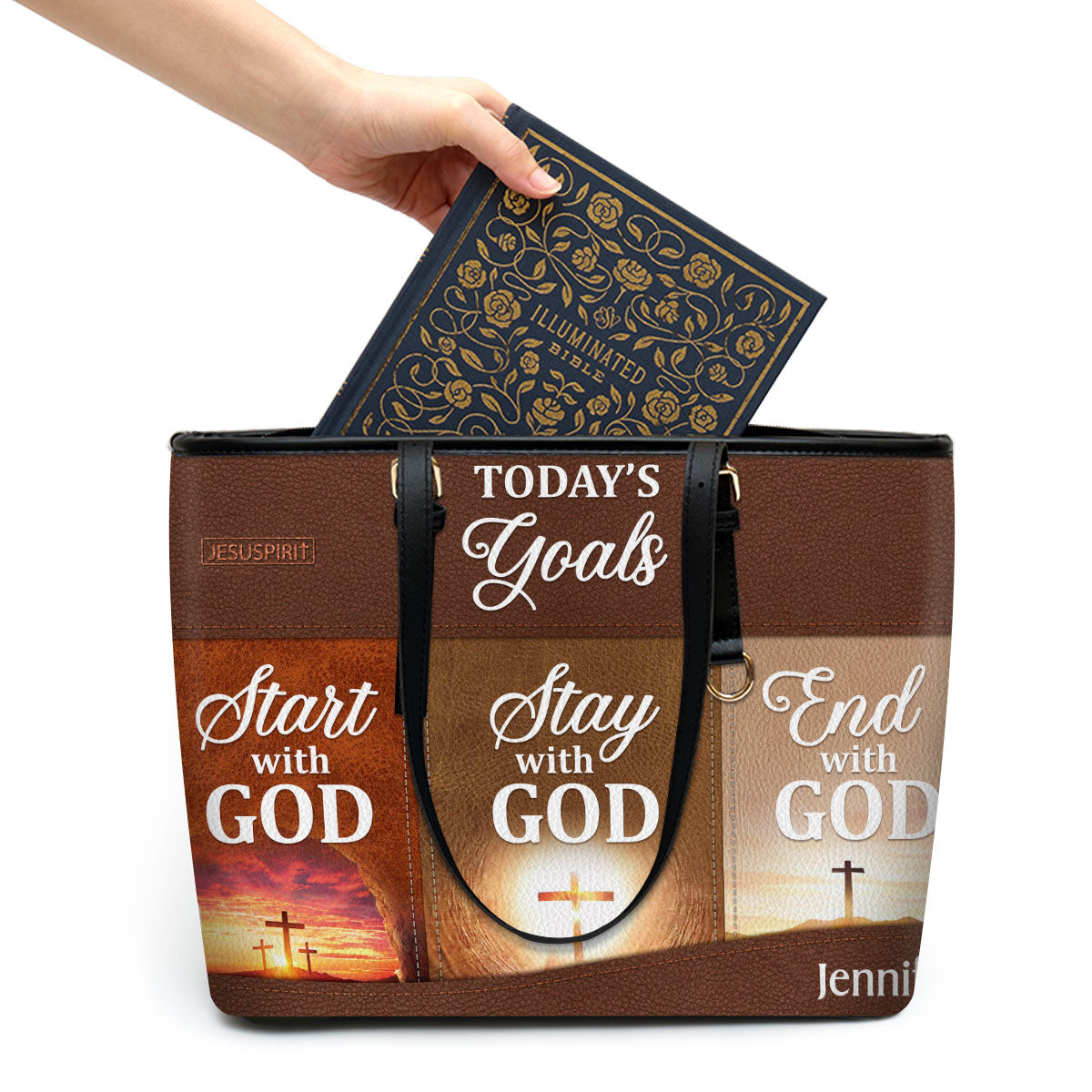 Today‘s Goals: Stay With God - Unique Large Leather Tote Bag NUH272