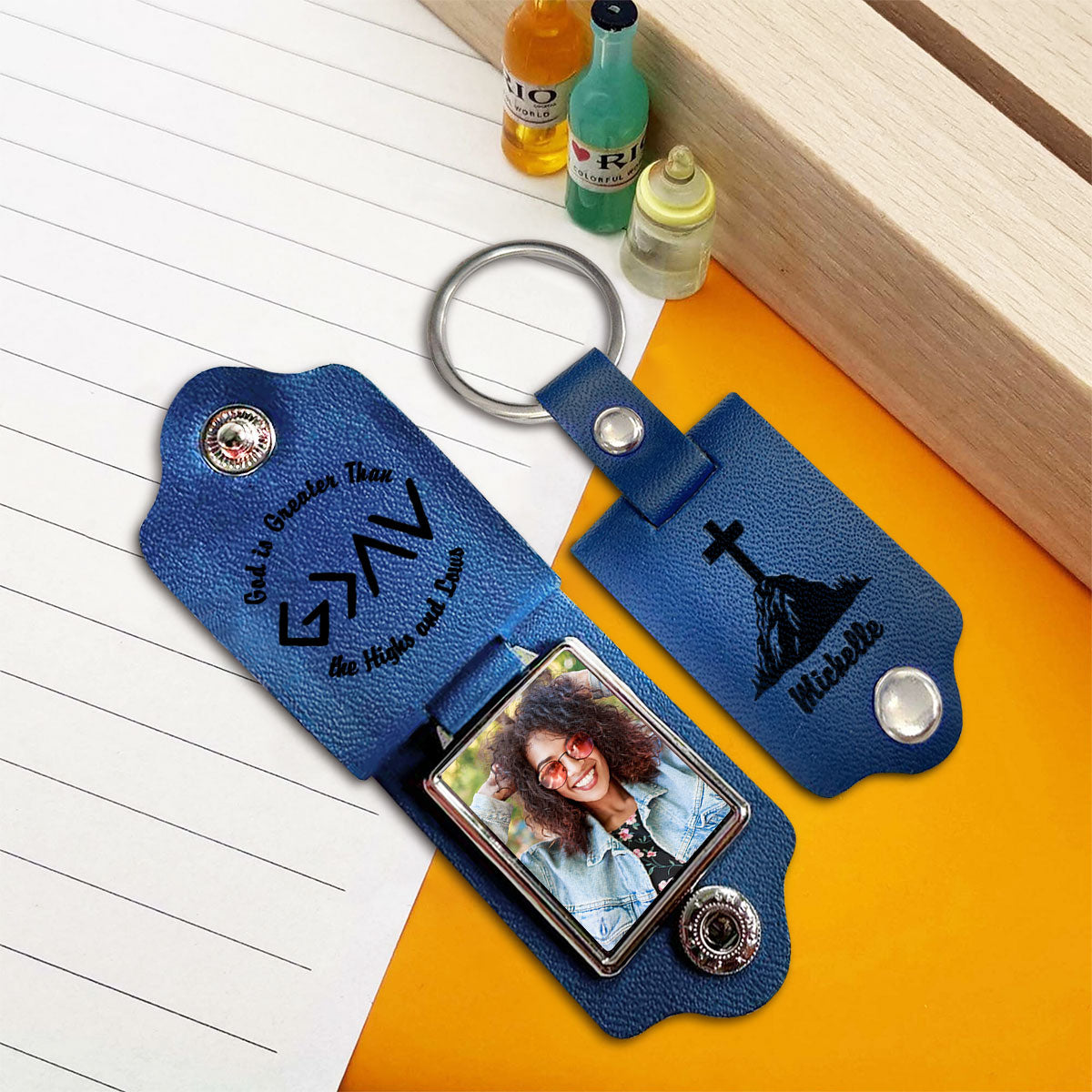 Jesuspirit Personalized Leather Photo Keychain | The Highs And Lows LPKHN09