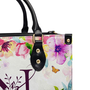 Jesuspirit | Personalized Leather Handbag With Zipper | Initial Letter LHBHN01