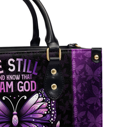 Jesuspirit | Personalized Leather Handbag With Zipper | Be Still And Know That I Am God LHBHN684