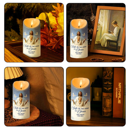 Safe In The Arms Of Jesus | Personalized Flameless LED Candle