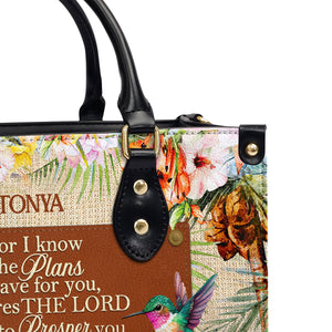 Jesuspirit | Personalized Leather Handbag With Zipper | For I Know The Plans I Have For You LHBM787