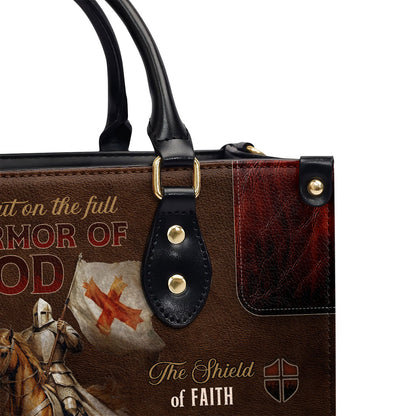 Jesuspirit | Personalized Zippered Leather Handbag With Handle | Religious Gift For Worship Friends | Armor Of God LHBM769