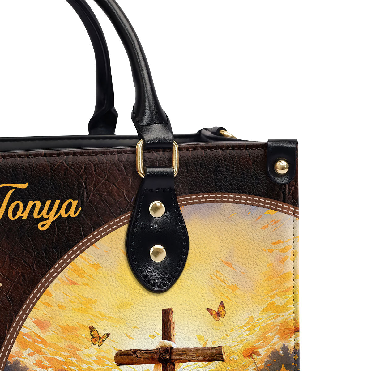 Jesuspirit | Personalized Zippered Leather Handbag With Handle | Religious Gift For Worship Friends | Blessed Are The Pure LHBM763