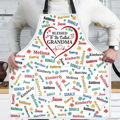 Blessed To Be Called Grandma Colorful | Personalized Apron With Pocket