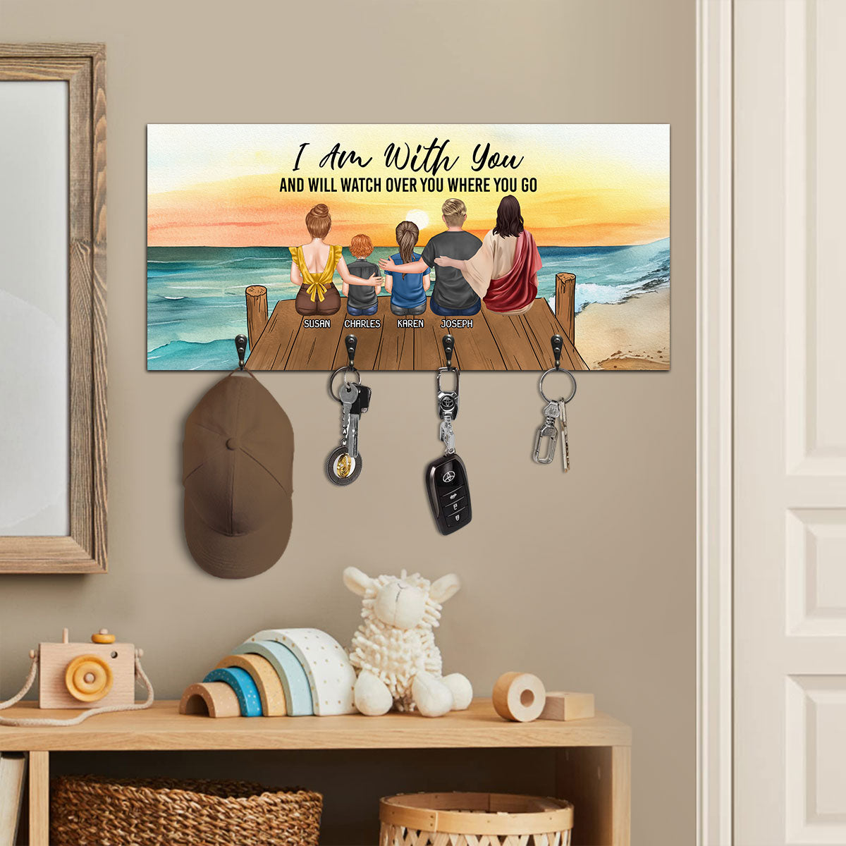 I Am With You And Will Watch Over You Where You Go | Personalized Key Holder JSUWKHCSPHN1729D