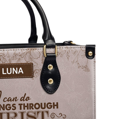 Faith Flower | Personalized Leather Handbag JSLHBPT836TA