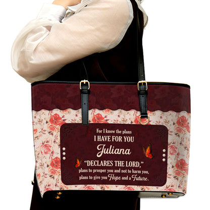 Jeremiah 29:11 | Spiritual Gifts Scripture Of Faith | Personalized Large Leather Tote Bag