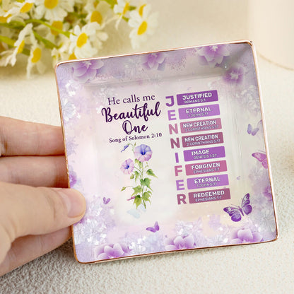 He Calls Me Beautiful One | Personalized Ceramic Ring Dish Square