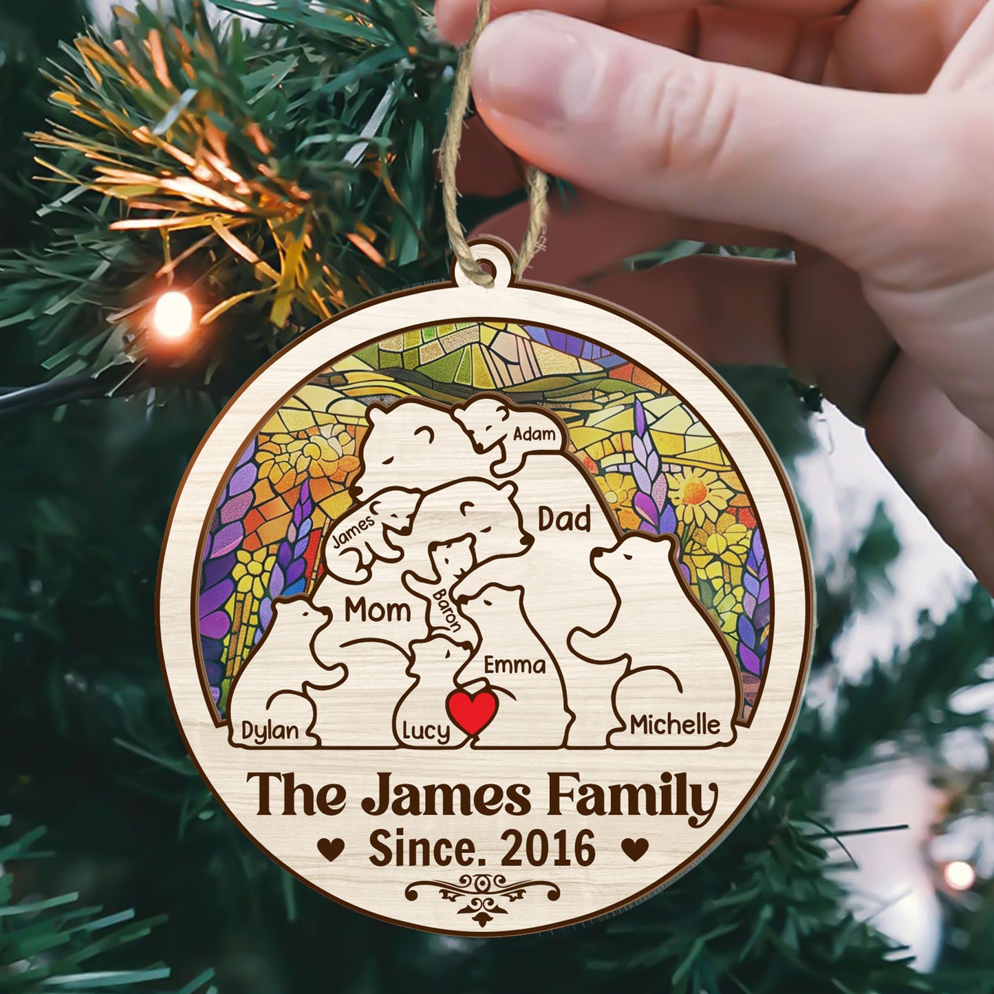 Bear Family | Personalized Suncatcher Ornament JSSUNOPTN1063L