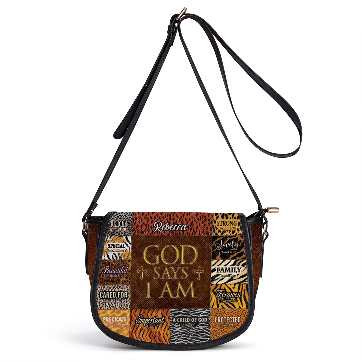 God Says I Am Unique - Personalized Leather Saddle Bag LHBM724