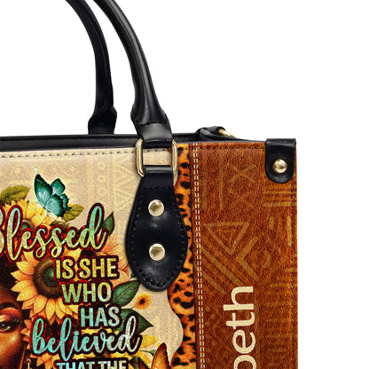 Jesuspirit | Personalized Leather Handbag With Zipper | Blessed Is She LHBHN686