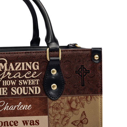 Jesuspirit | Personalized Leather Handbag With Zipper | Amazing Grace LHBM734