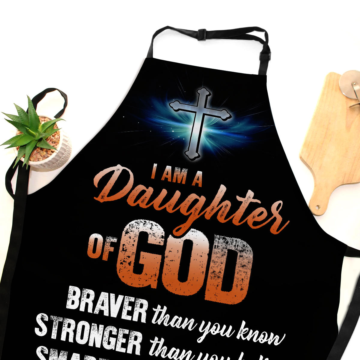 Apron With Neck Strap | Lion And Cross | I Am A Daughter Of God