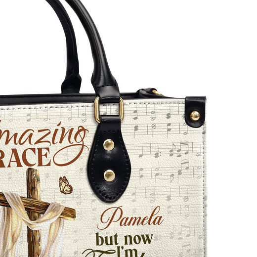Jesuspirit | Personalized Leather Handbag With Zipper | Amazing Grace LHBM739