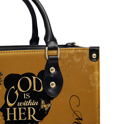 Jesuspirit | Personalized Leather Handbag With Zipper | God Is Within Her LHBM747