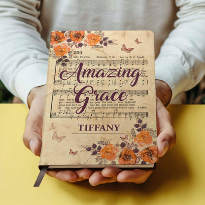 Amazing Grace | Personalized Leather Cover Notebook