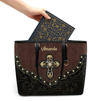 Unique Cross Large Leather Tote Bag HM368