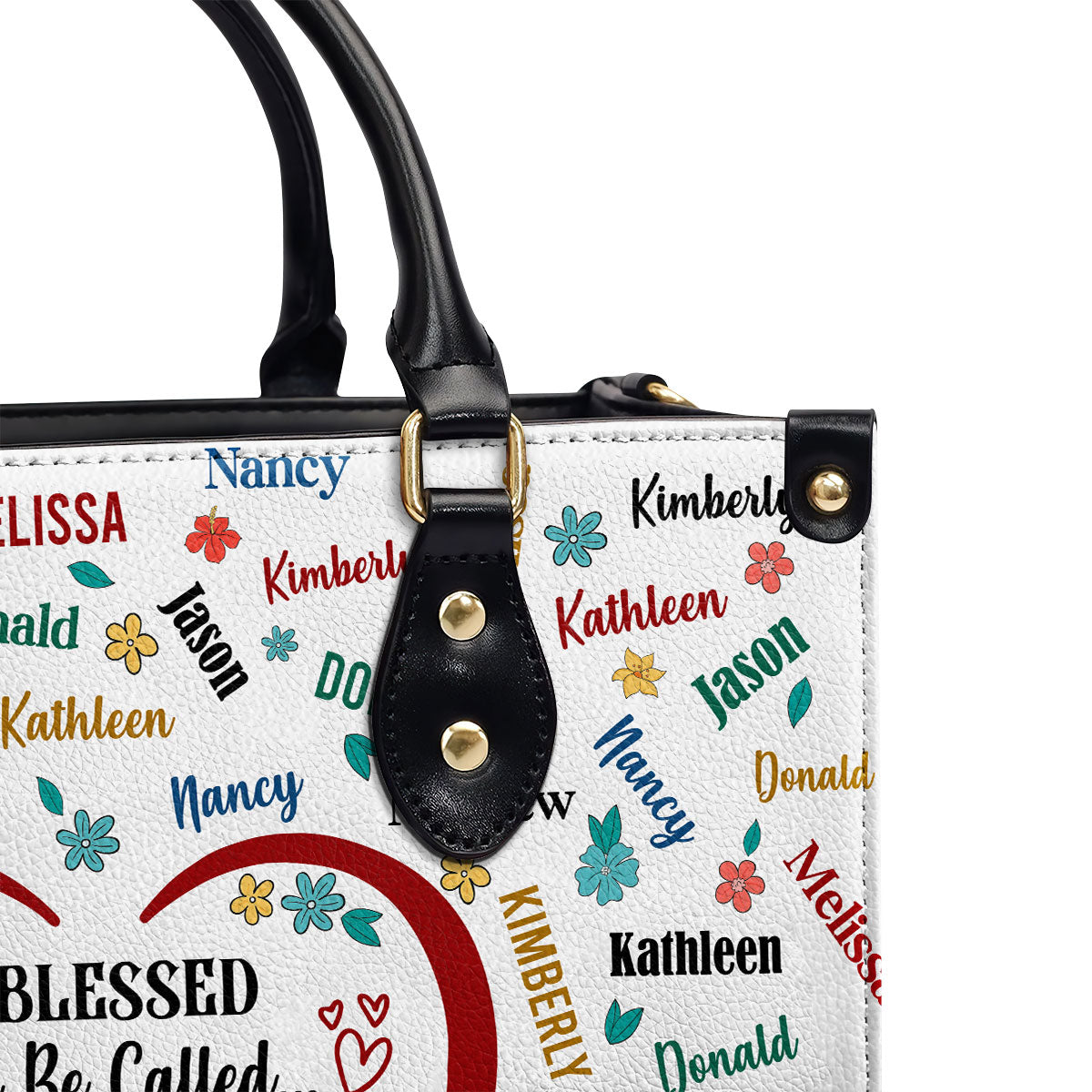 Blessed To Be Called Grandma | Personalized Leather Handbag JSLHBPHN2203D