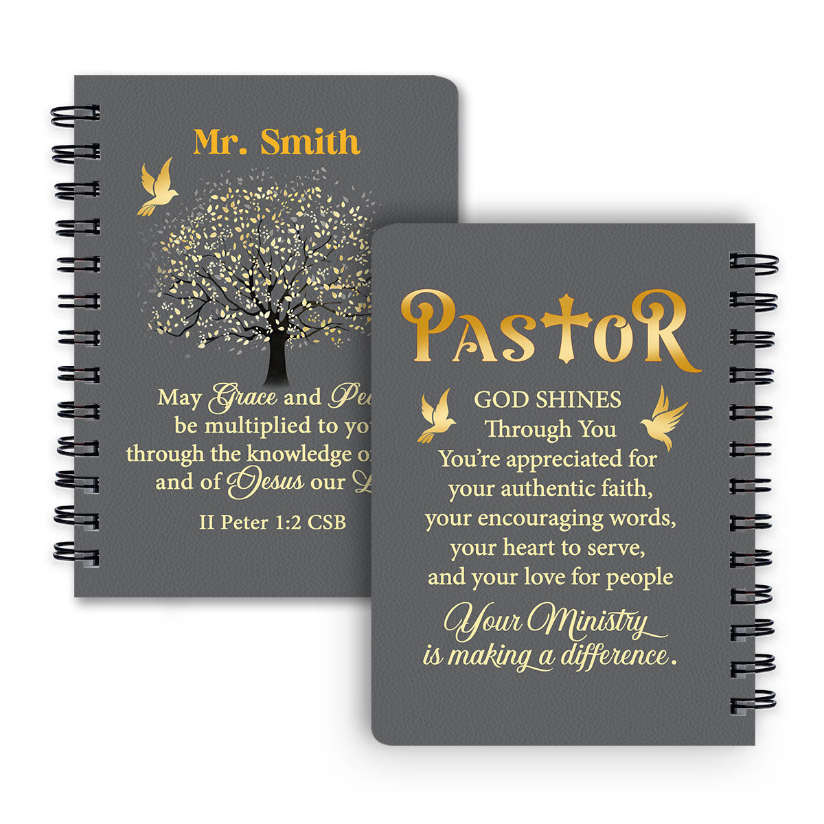 Jesuspirit  | Religious Gift For Christian People | Grace And Peace  | Personalized Spiral Journal SJNAM1003B