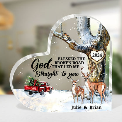 God Blessed The Broken Road That Led Me Straight To You | Personalized Custom Shaped Squared Acrylic Plaque