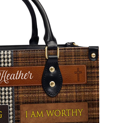 Jesuspirit | Personalized Leather Handbag With Zipper | I Am Worthy LHBM756