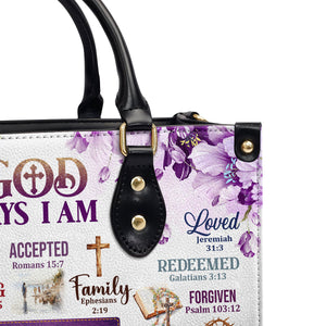 Jesuspirit | Personalized Leather Handbag With Zipper | God Says I Am LHBM792