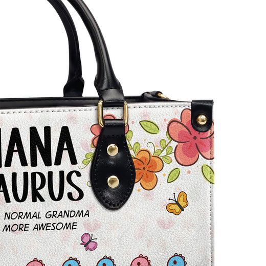 Nanasaurus | Personalized Leather Handbag With Zipper LHBHN03