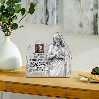 A Big Piece Of My Heart Lives In Heaven | Personalized Custom Shaped Squared Acrylic Plaque JSAPPPT1664TA