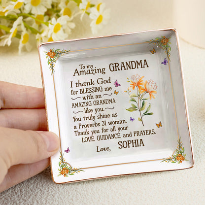 To My Amazing Mom | Personalized Ceramic Ring Dish Square