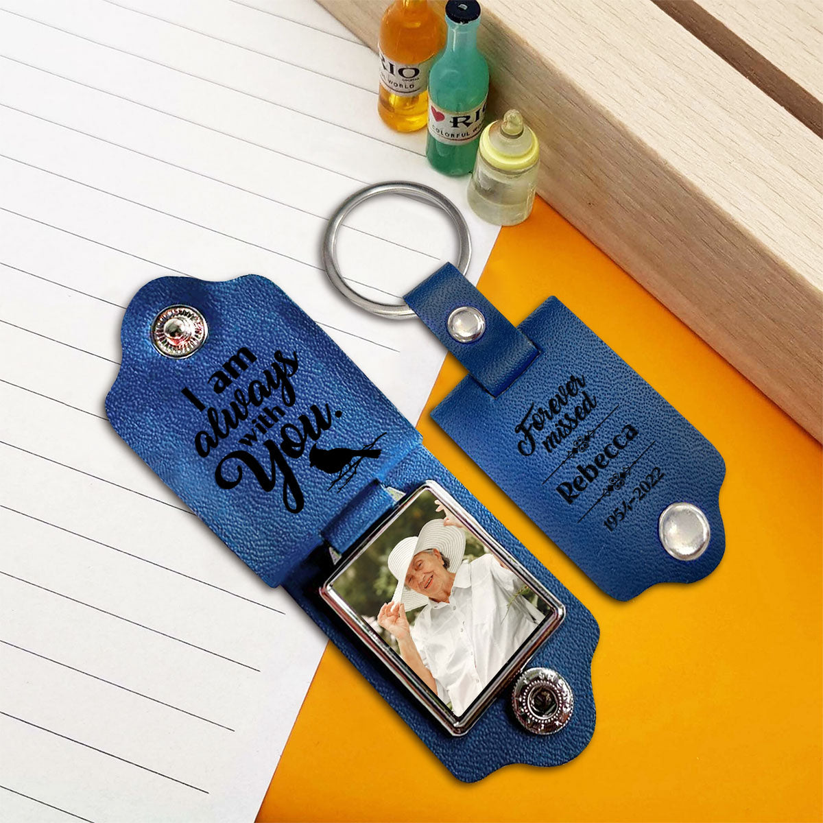 Jesuspirit Personalized Leather Photo Keychain | I Am Always With You LPKHN12