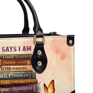 Jesuspirit | Personalized Leather Handbag With Zipper | God Says I Am LHBM778
