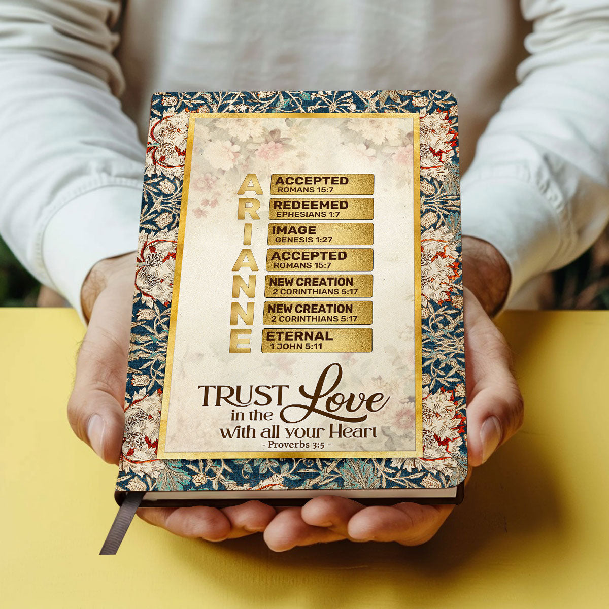 Trust In The Lord With All Your Heart | Personalized Leather Cover Notebook