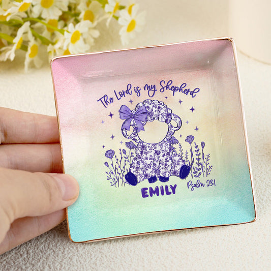 The Lord Is My Shepherd | Personalized Ceramic Ring Dish Square