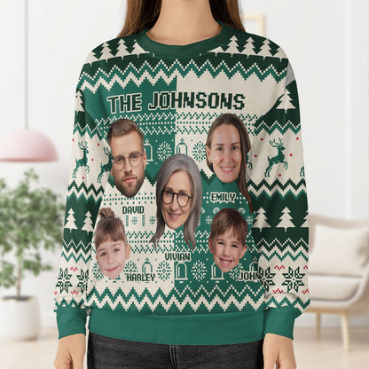 Upload Photo Family Cozy Christmas Pattern | Personalized Wool Sweater JSWSWPHN2152M