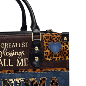Jesuspirit | My Greatest Blessings Call Me Grandma/Nana | Personalized Leather Handbag With Zipper LHBM798