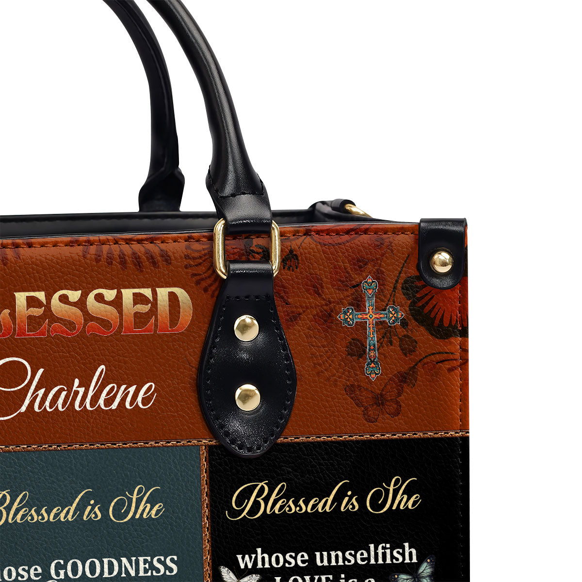 Jesuspirit | Personalized Leather Handbag With Zipper | Blessed Is She LHBM748