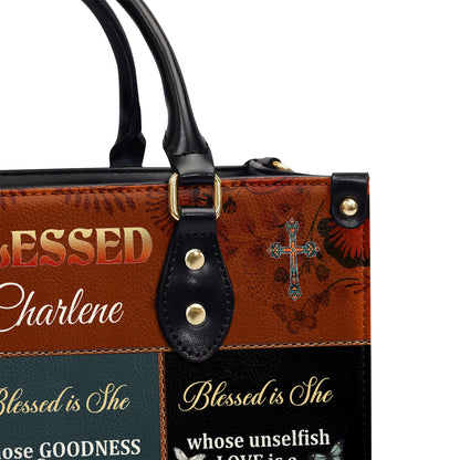 Jesuspirit | Personalized Leather Handbag With Zipper | Blessed Is She LHBM748