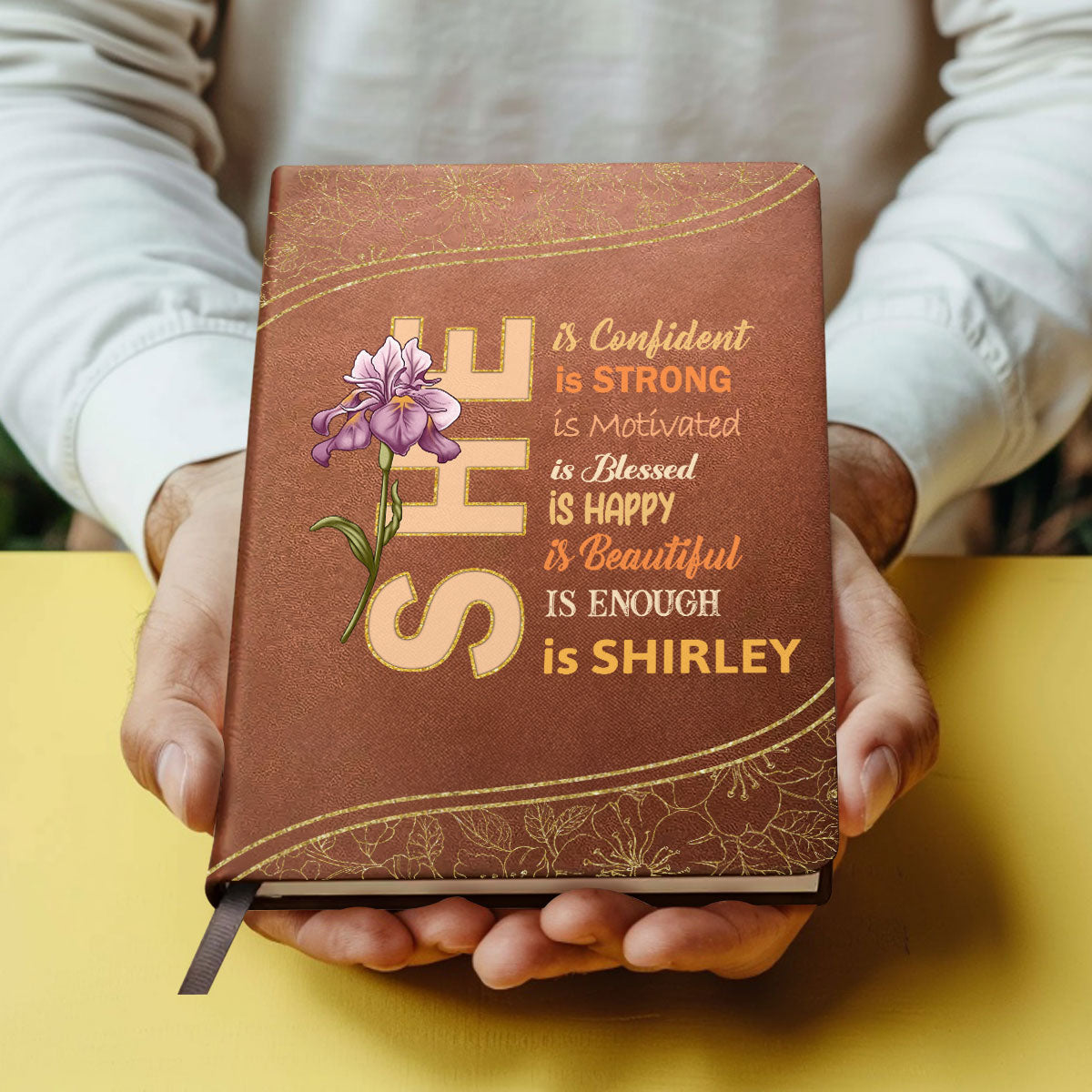 She Is | Personalized Leather Cover Notebook